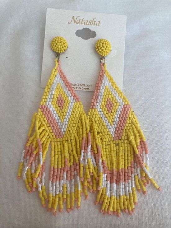 Natasha Couture Jewelry - Natasha Yellow Bohemian Beaded Chandelier Earrings